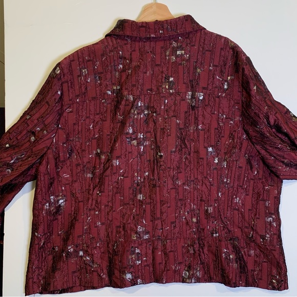Erin London Burgundy Blazer Pockets Abstract Print Lined Size 3X - Picture 9 of 13